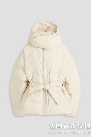 Ganni束带绗缝泡泡纱羽绒夹克