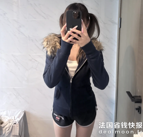 Hollister美我一脸！仿毛皮拉链连帽卫衣