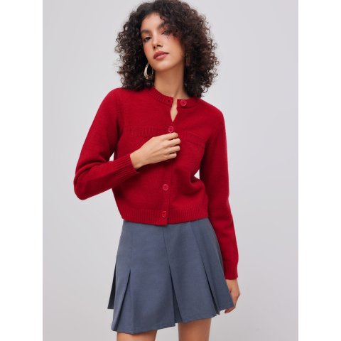 圆领针织开衫 休闲款