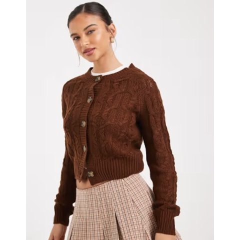 Brave Soul 麻花针织开衫 棕色
