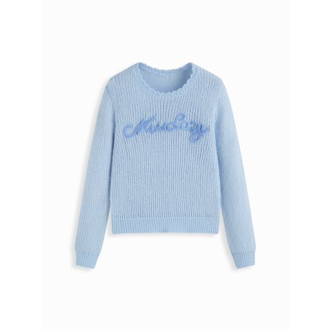 很韩~~针织圆领字母长袖上衣