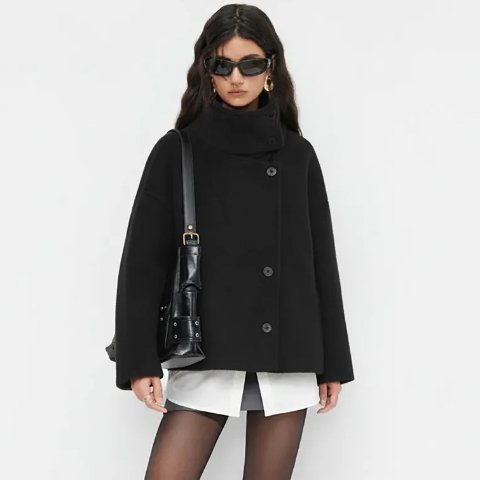 封面类似款羊毛感立领外套