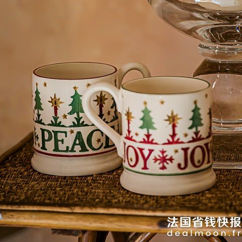 Emma BridgewaterChristmas Joy 1/2品脱马克杯2只装