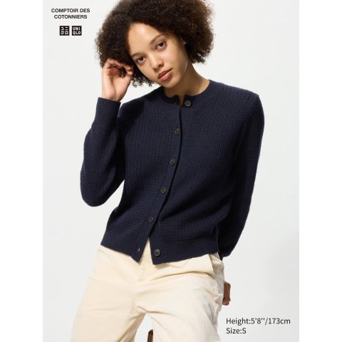 UNIQLO 女士羊毛混纺圆领开衫