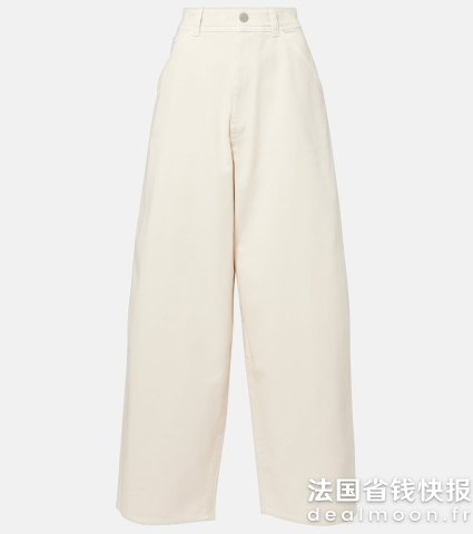 高腰阔腿牛仔裤