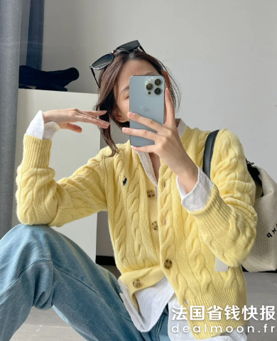 Ralph Lauren多色可选棉质扭花圆领开衫