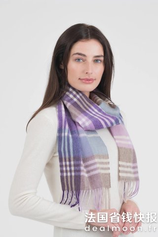 Lambswool 格纹围巾 紫色