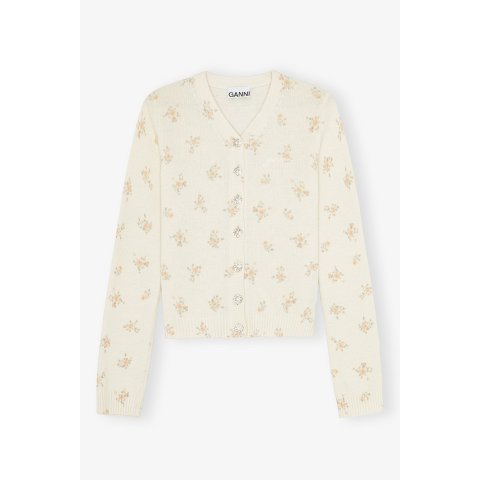 羊毛混纺印花开衫 象牙白