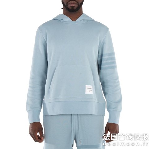 Thom BrowneThom Browne 4 Bar连帽针织衫浅蓝色