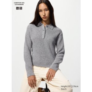 UniqloUNIQLO 羊毛混纺Polo针织衫 女款