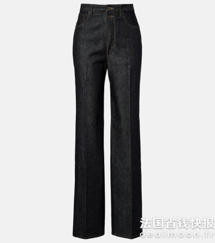 高腰直筒牛仔裤