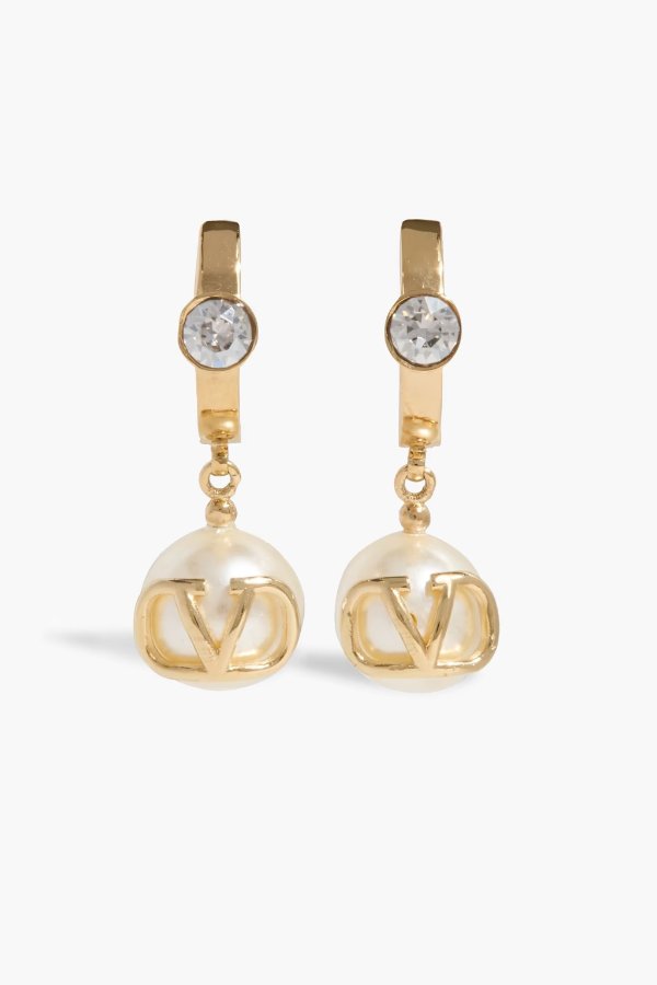 VLOGO 金色珍珠水晶耳环