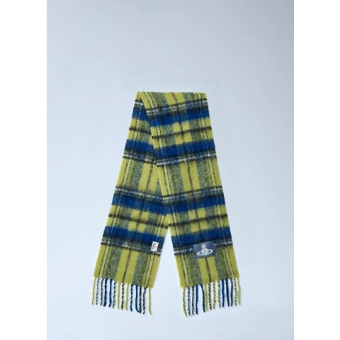 Vivienne Westwood羊毛拼接流苏围巾