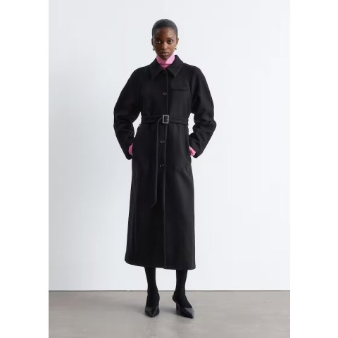 & Other Stories 羊毛大衣 黑色