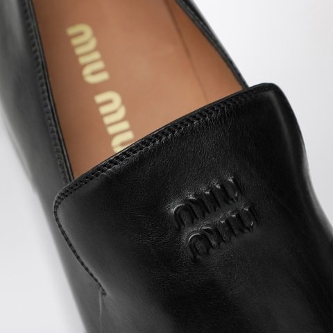 Black 皮革乐福鞋 标志款