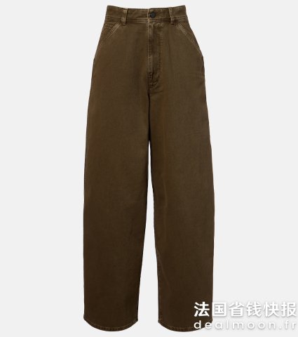 高腰阔腿牛仔裤