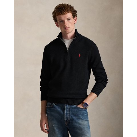 棉质四分拉链高领毛衣