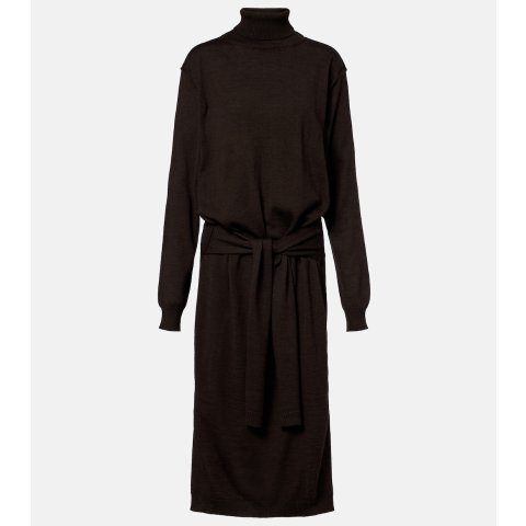 羊毛混纺高领中长裙