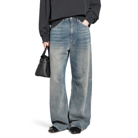 高腰宽松牛仔裤