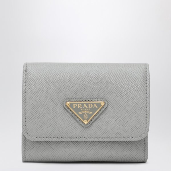 Prada Saffiano皮革钱包 浅灰色小号