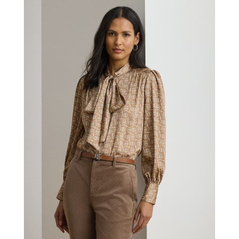 Ralph Lauren几何印花斜纹领结衬衫