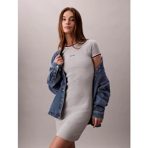 Calvin Klein修身罗纹T恤连衣裙