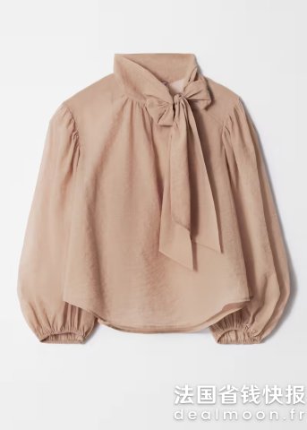 & Other Stories& Other Stories 蝴蝶结泡泡袖衬衫 米色