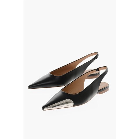 Off-White金属头皮革芭蕾平底鞋