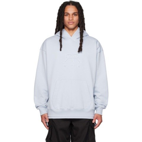 蓝色压花连帽衫