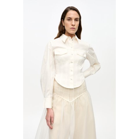 Ivory 棉质束身衬衫