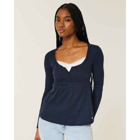 HollisterEasy Tie-Back Henley 女式上衣