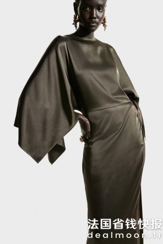 H&M缎面披肩连衣裙