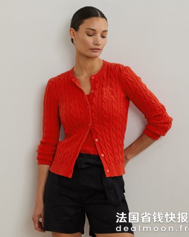 Ralph Lauren棉质麻花针织开衫