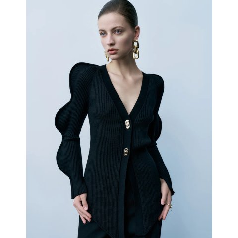 Wave V领针织开衫