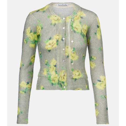 花卉马海毛开衫