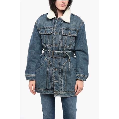 LIBRARY DE-FLAMINIA-T 牛仔大衣 皮草内衬