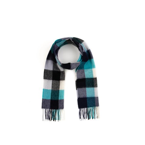 5 Square 羊毛格纹围巾 蓝绿