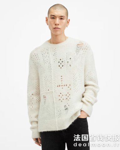 AllSaints羊毛马海毛的！好软好仙Hadwin 水洗圆领针织衫