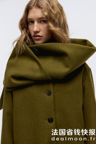 H&MScarf-detail 长款大衣