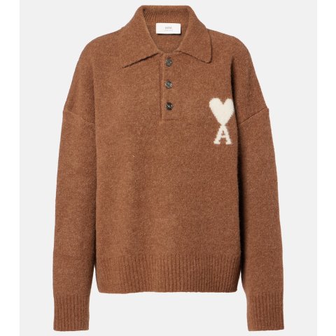 羊驼毛混纺翻领毛衣