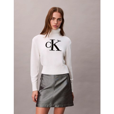 Calvin Klein卷领软绒毛衣