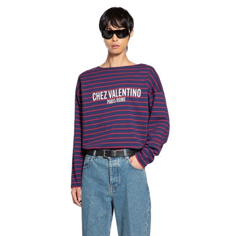 Chez Valentino 条纹长袖T恤