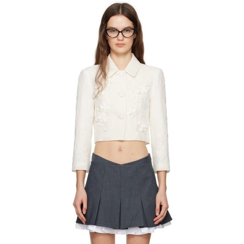 白色 Pointed Collar 短夹克