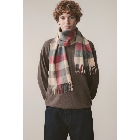 5 Square 羊毛围巾 灰粉色