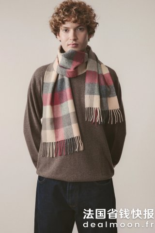 超温柔的配色！5 Square 羊毛围巾 灰粉色