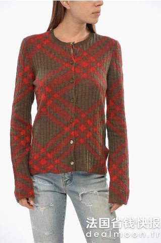 Burberry双色羊毛混纺开衫