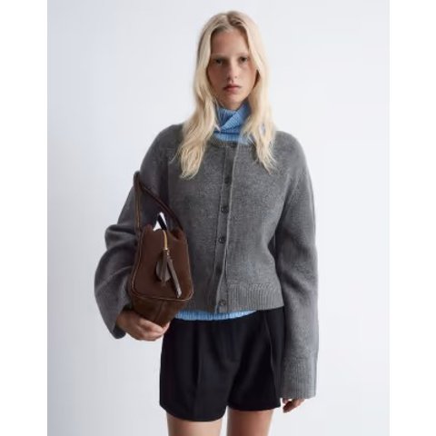 & Other Stories 羊毛开衫 灰色拼色袖口