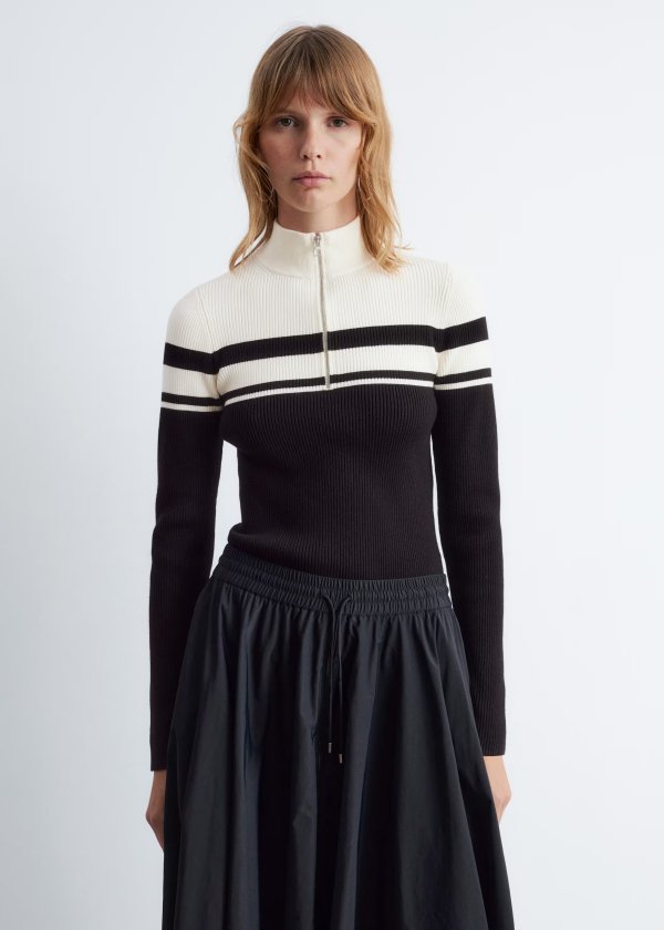 Zip-Top 假高领毛衣