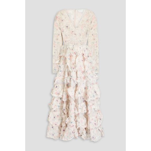 Zimmermann花卉印花纯棉镂空长裙