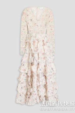 Zimmermann花卉印花纯棉镂空长裙